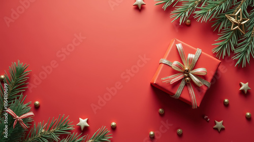 Top View Of Decorative Xmas Background With Copy-Space