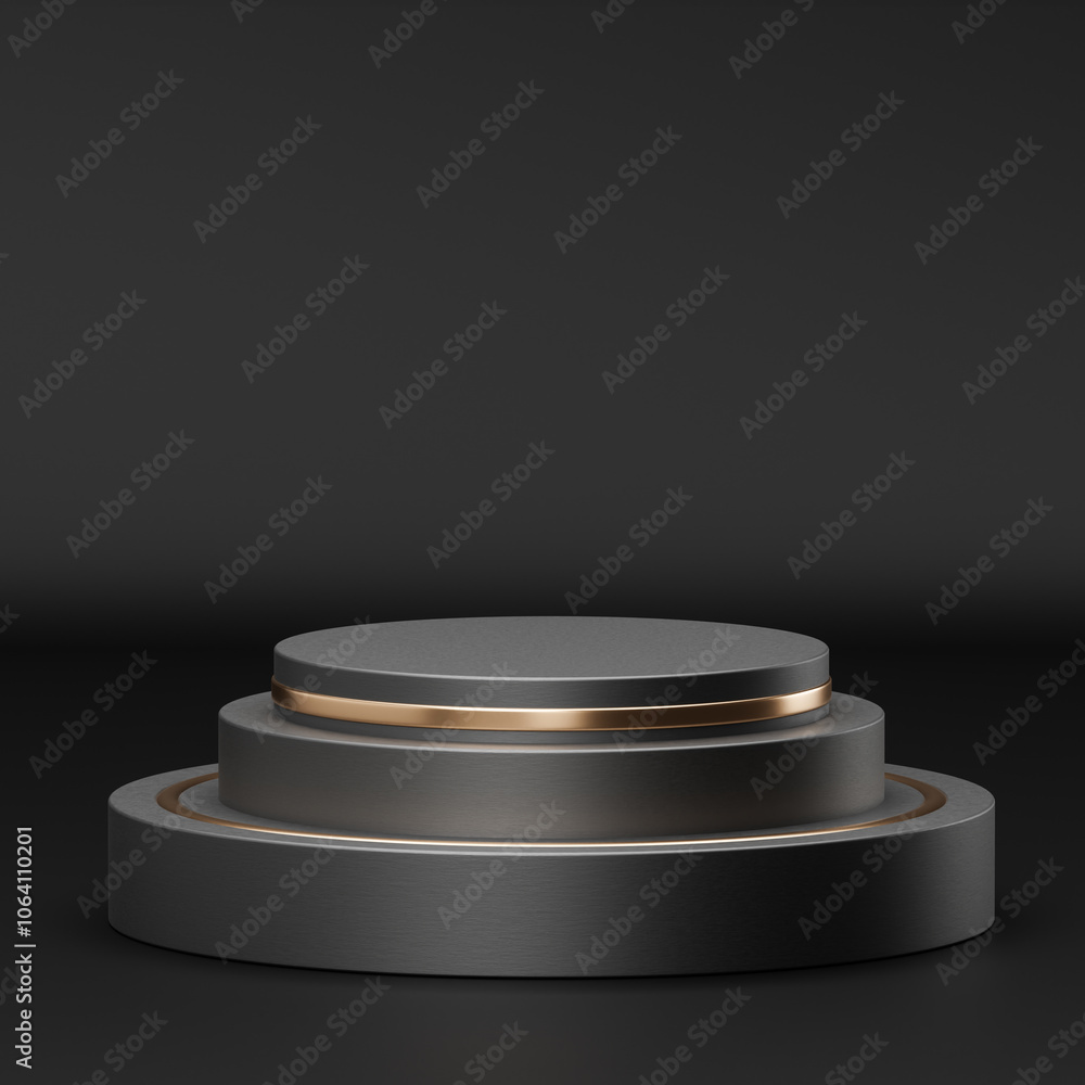 Elegant Multi-Tiered Black Friday Podium with Gold Accents Elegant Multi-Tiered Black Friday Podium with Gold Accents