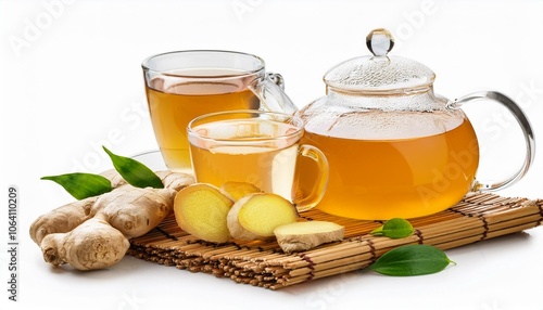 Collection of Ginger Tea on isolate White background, PNG photo