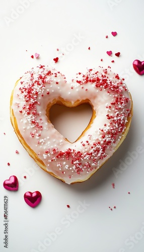 Heart shaped iced doughnut perfect for valentine s day celebrations and sweet treats photo