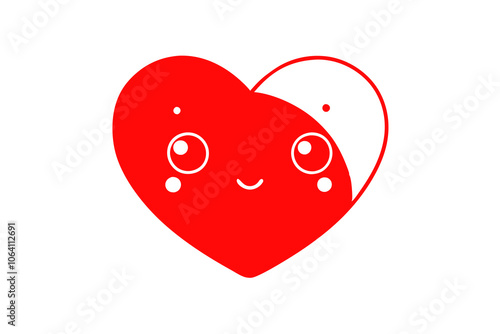 Cute Heart Emoji vector art illustration