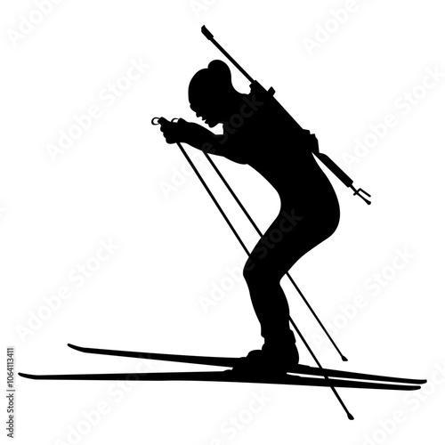 Biathlon sportsman silhouette.Winter sport. Vector illustration.
