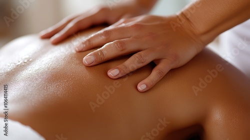 Wallpaper Mural An image showing expert hands applying therapeutic pressure on a client's back during a massage session to promote relaxation, healing, and stress relief. Torontodigital.ca