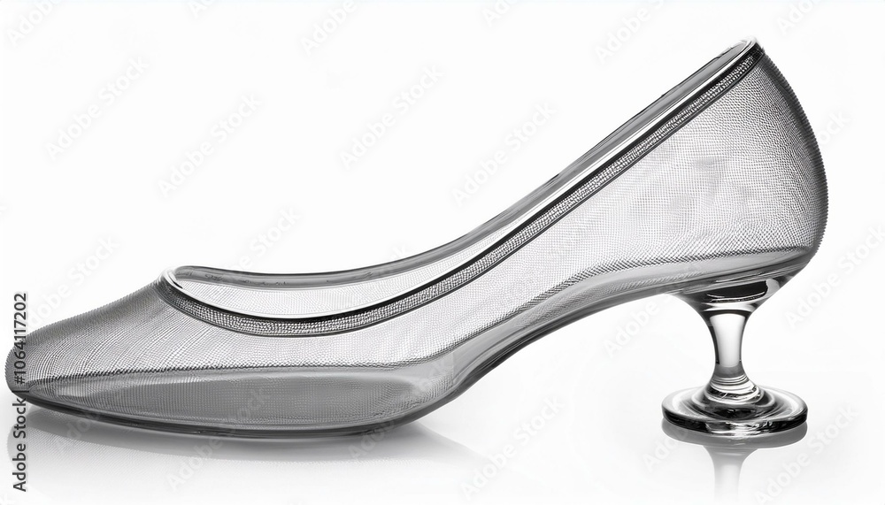 Glass Slipper 3d rendering front view isolate on White background Glass Slipper 3d rendering front view isolate on White background