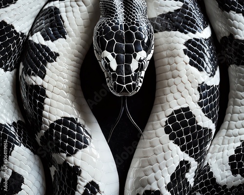 Black and white snake texture print suitable for various applications photo