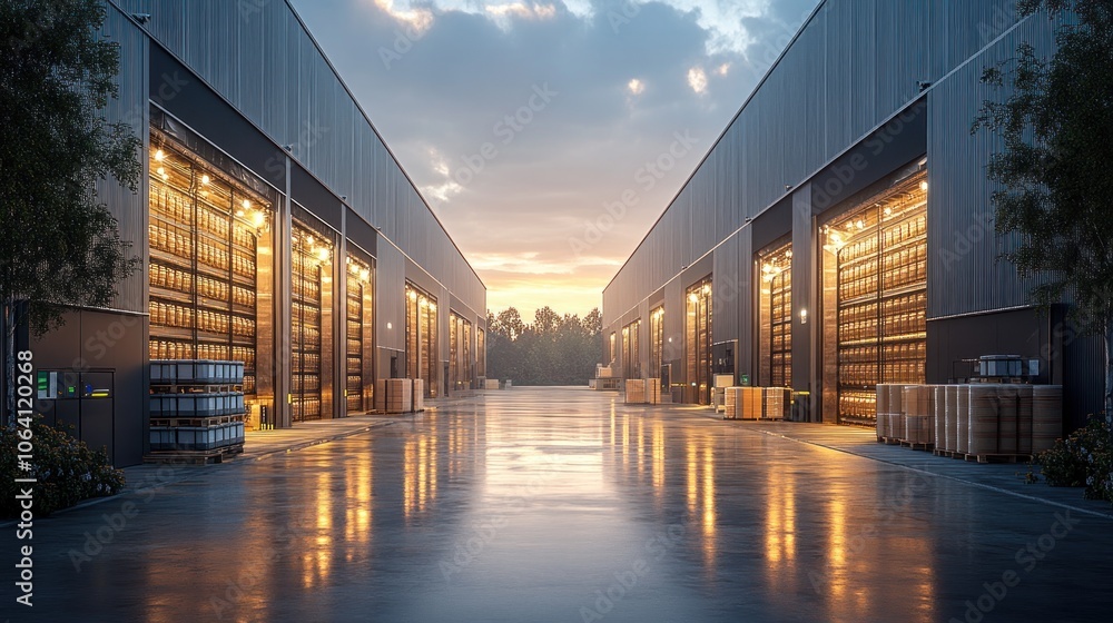 Industrial Warehouse At Twilight Industrial Warehouse At Twilight