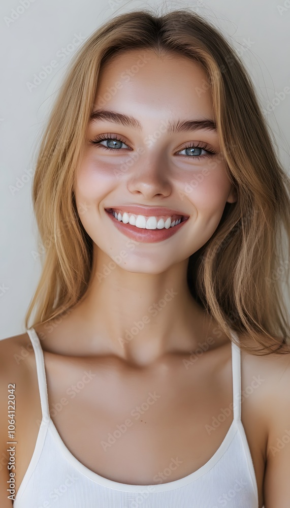 Portrait of young happy woman looks in camera.Skin Care Portrait of young happy woman looks in camera.Skin Care