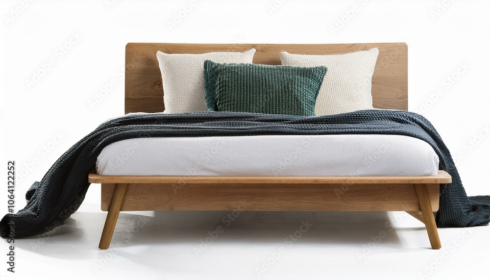 Scandinavian bed isolated on White background PNG Scandinavian bed isolated on White background PNG