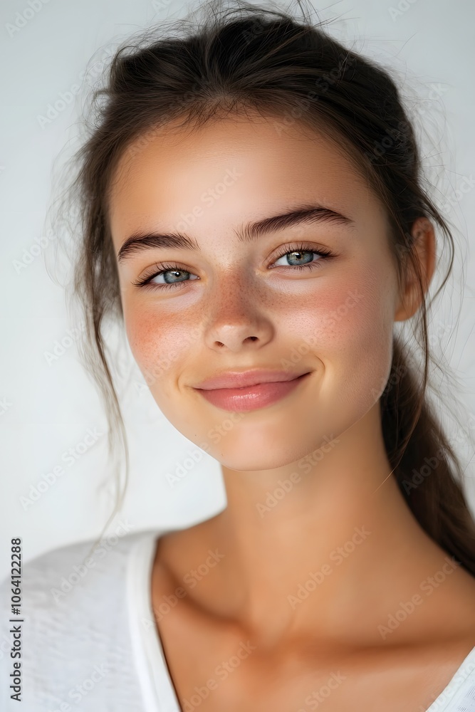 Portrait of young happy woman looks in camera.Skin Care Portrait of young happy woman looks in camera.Skin Care