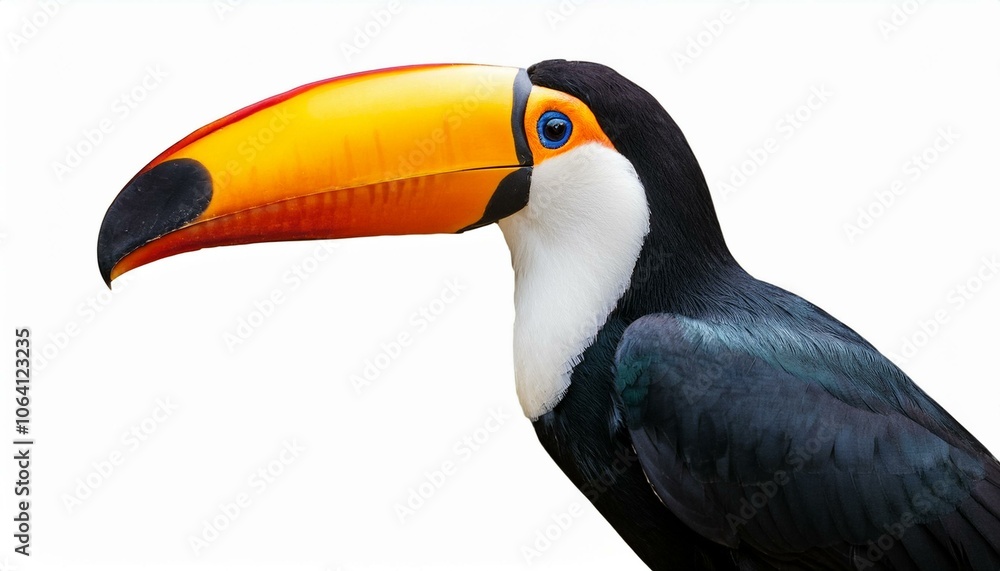 Fototapeta premium Toucan bird side view full body isolate on White background PNG