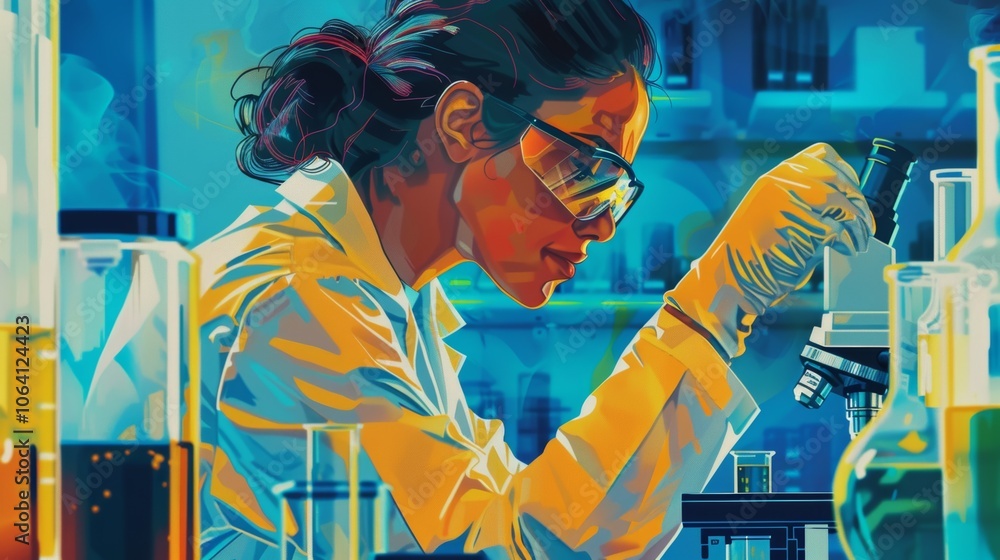 Fototapeta premium Woman Working in STEM Laboratory Environment