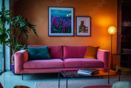 Elegant and Natural Modern Living Room: Luxurious Interior Photography Showcasing Contemporary Design with Organic Accents