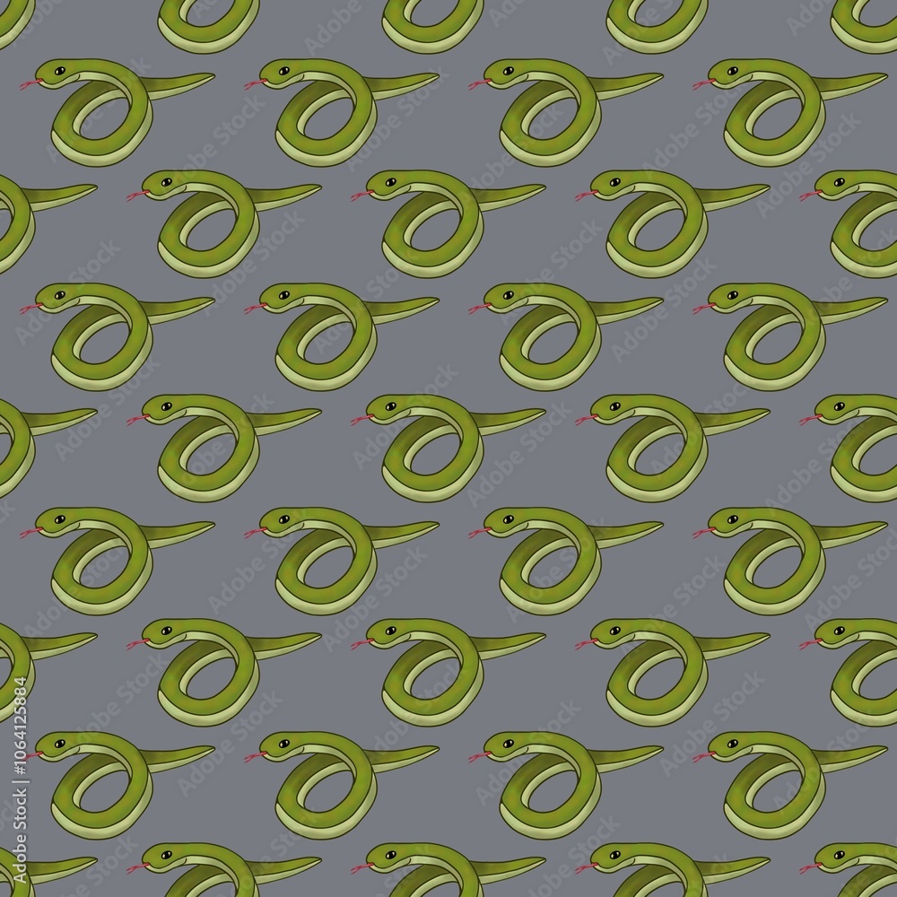 Small Snakes Round with Gray Background Seamless Pattern Design Small Snakes Round with Gray Background Seamless Pattern Design