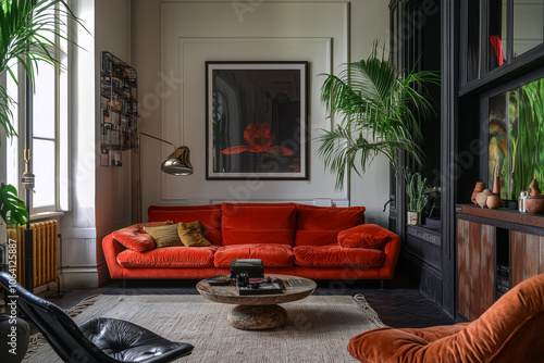 Elegant and Natural Modern Living Room: Luxurious Interior Photography Showcasing Contemporary Design with Organic Accents