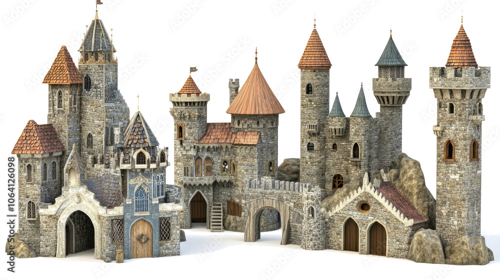 Magnificent Fairy Tale Castle With Towers and Stone Walls Generative AI Magnificent Fairy Tale Castle With Towers and Stone Walls Generative AI