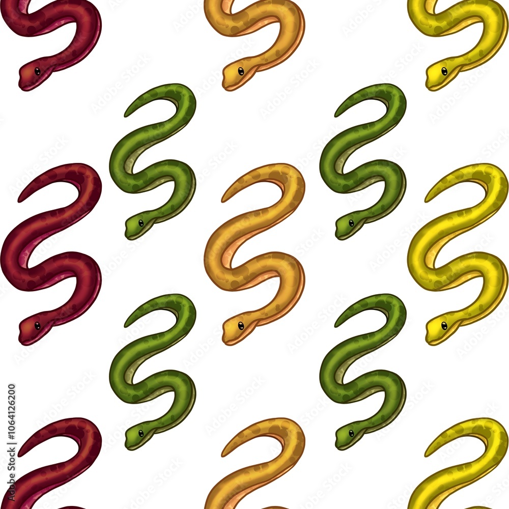 Four Snakes Seamless Pattern Design Four Snakes Seamless Pattern Design