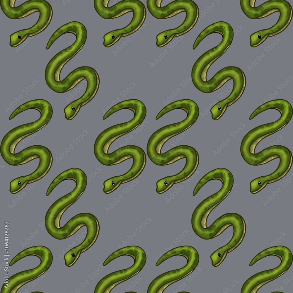 Snakes with Gray Background Seamless Pattern Design Snakes with Gray Background Seamless Pattern Design