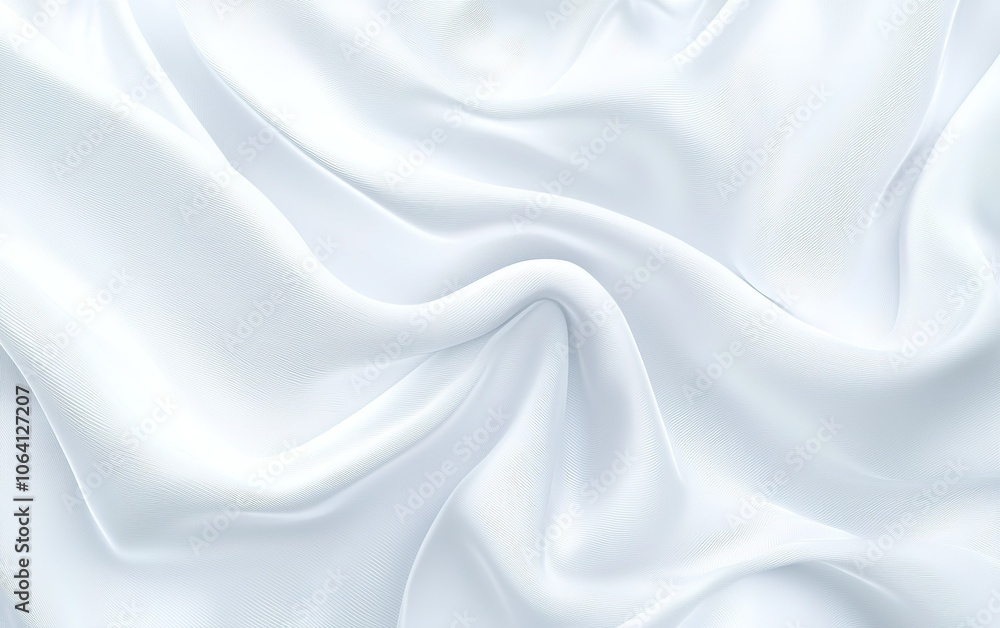 Obraz premium Elegant white fabric draping softly, showcasing subtle texture and a smooth finish, perfect for textiles and design inspiration