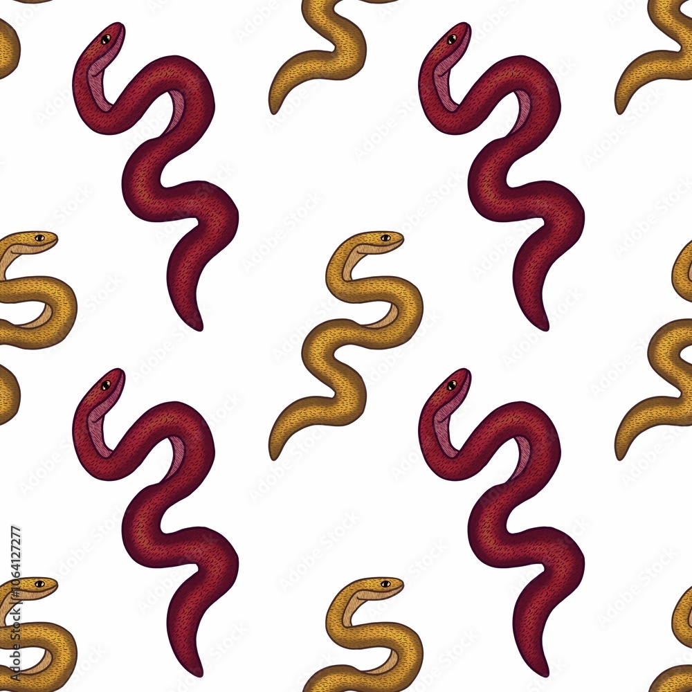 Red and Yellow Snake Seamless Pattern Design Red and Yellow Snake Seamless Pattern Design