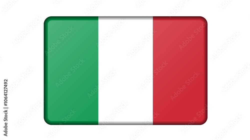 Italian Republic national flag isolated on white background. Italy is a country in Southern and Western Europe. Italian Republic national flag isolated on white background. Italy is a country in Southern and Western Europe.