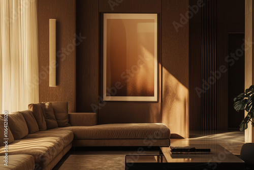 Elegant and Natural Modern Living Room: Luxurious Interior Photography Showcasing Contemporary Design with Organic Accents