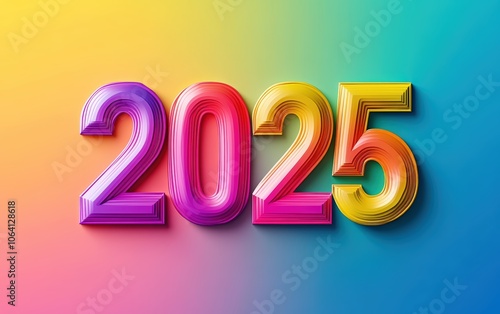 Number "2025" 3d vector on colored background professional 