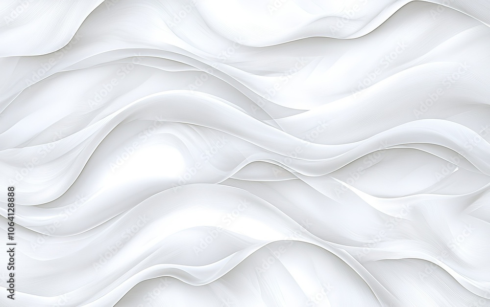 Fototapeta premium Soft white fabric waves create a serene backdrop suitable for various design projects or photography settings