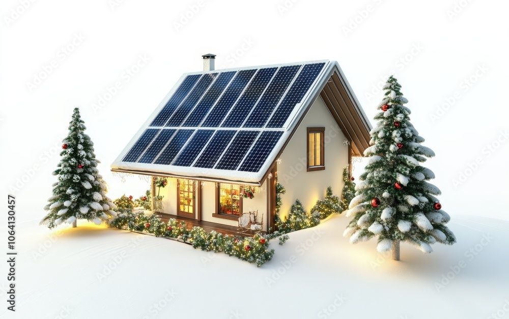 3d solar panel christmas on clean white background 3d solar panel christmas on clean white background