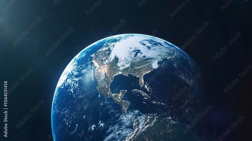 A stunning view of Earth from space, showcasing the continents and oceans.