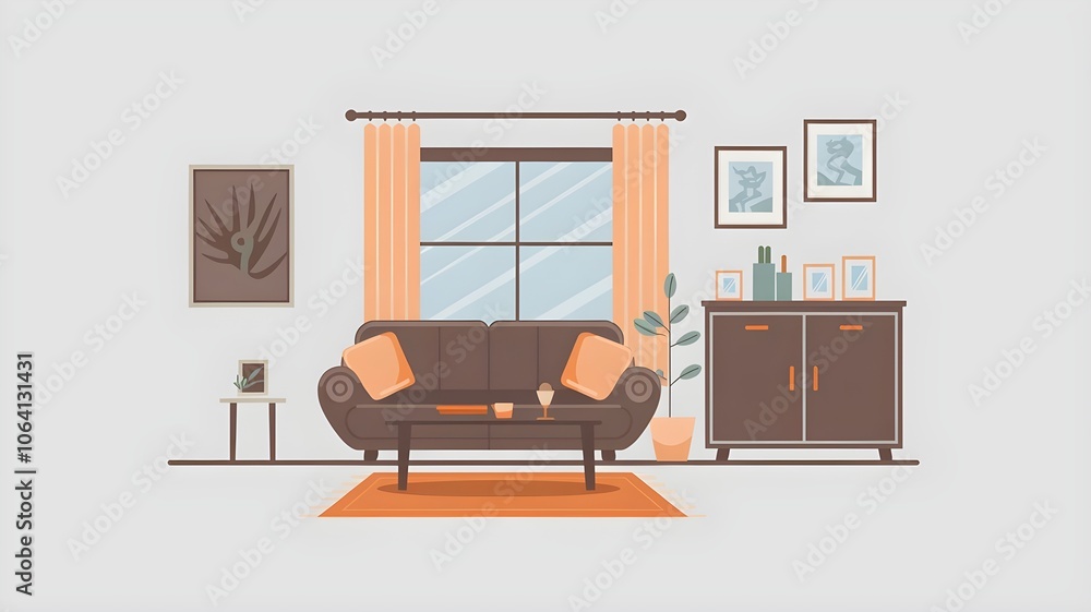 Fototapeta premium a vector illustration of a retro interior living