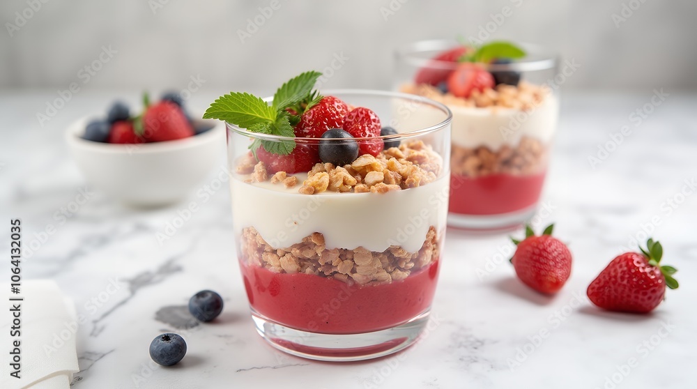 hia pudding with strawberry puree and granola hia pudding with strawberry puree and granola