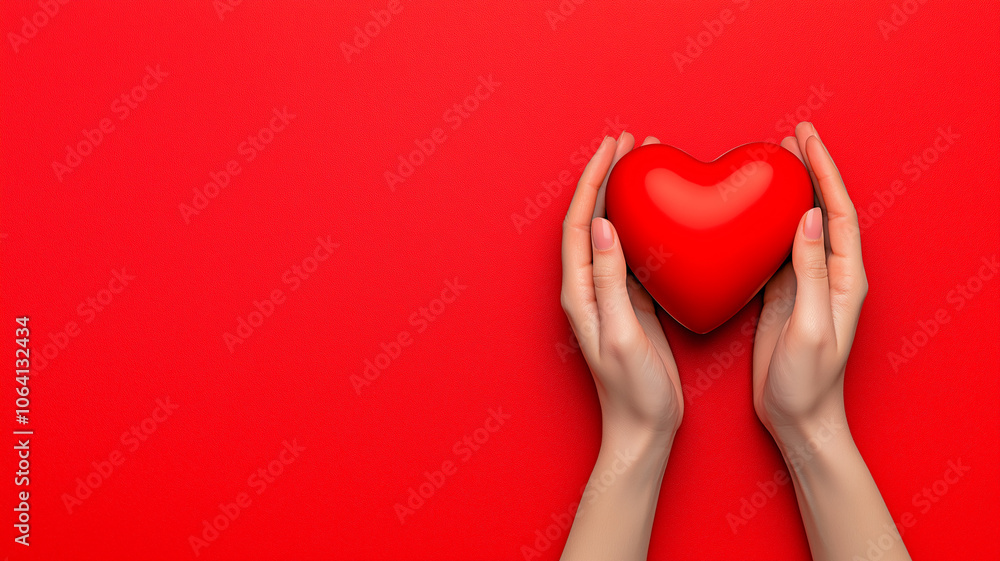 Close-up of female hands holding a pink heart-shaped gift for Valentine's Day. Close-up. Symbol of love. Valentine's Day background Close-up of female hands holding a pink heart-shaped gift for Valentine's Day. Close-up. Symbol of love. Valentine's Day background