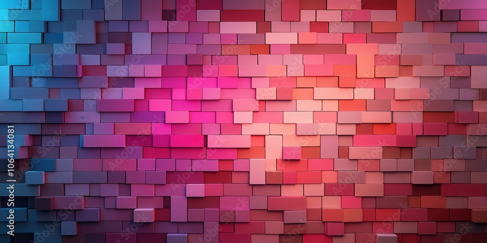 A vibrant wall of colourful glowing cubes and blocks portraying an abstract technology background A vibrant wall of colourful glowing cubes and blocks portraying an abstract technology background