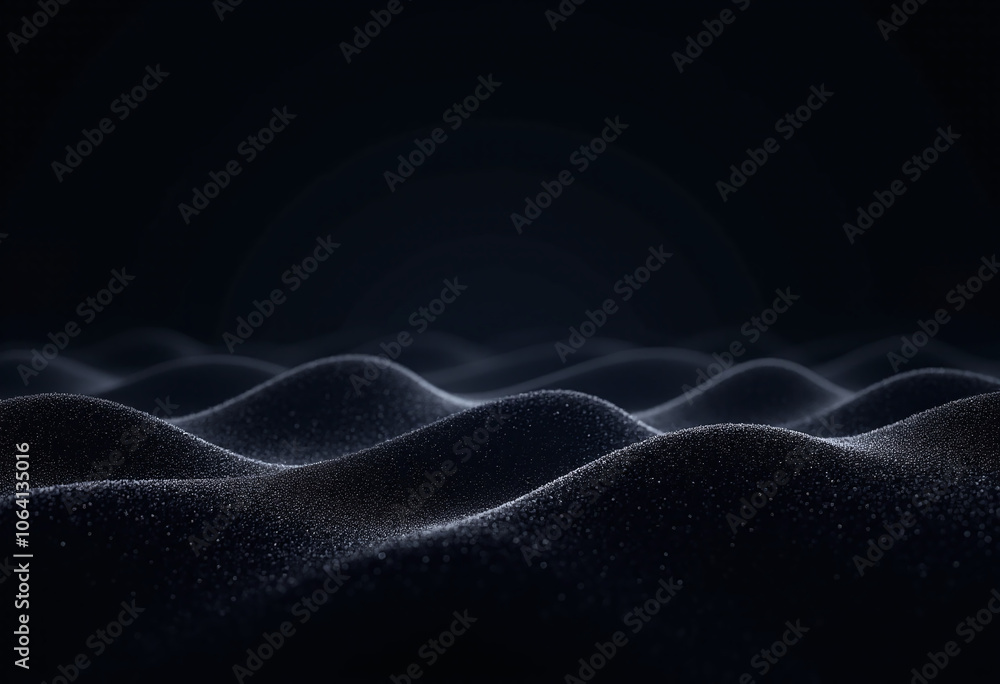 Naklejka premium dark background waves digital dots lines high tech design art projects