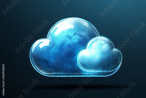 creative 3d cloud computing icon with glowing effect