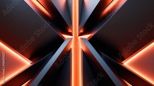 Abstract geometric shapes in black and orange tones