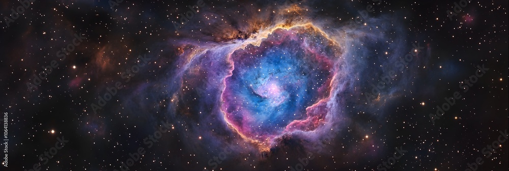 A breathtaking view of a cosmic nebula with swirling colors of purple, blue, and pink, set against a field of stars, creating a sense of wonder and infinity. A breathtaking view of a cosmic nebula with swirling colors of purple, blue, and pink, set against a field of stars, creating a sense of wonder and infinity.