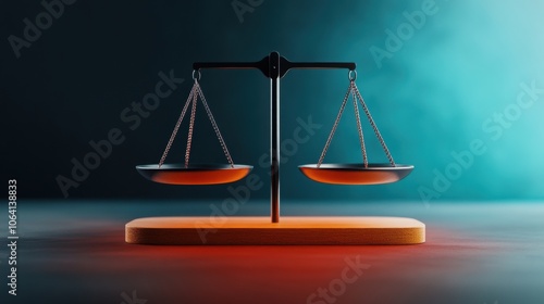 Abstract 3D Illustration of Balance Scale Concept