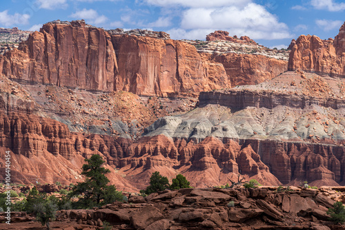 Panoramic view of red sandstone rocks from Sunset Point in Capitol Reef National Park