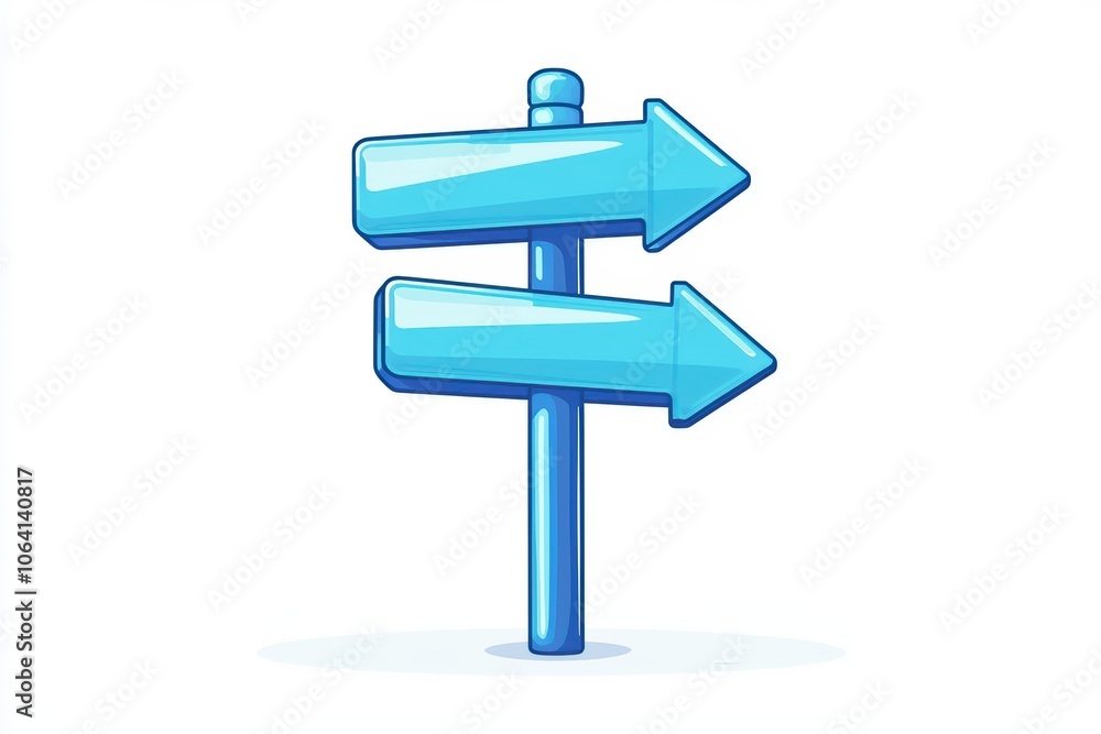 A vibrant blue directional sign with arrows pointing right and left, isolated on a white background. A vibrant blue directional sign with arrows pointing right and left, isolated on a white background.