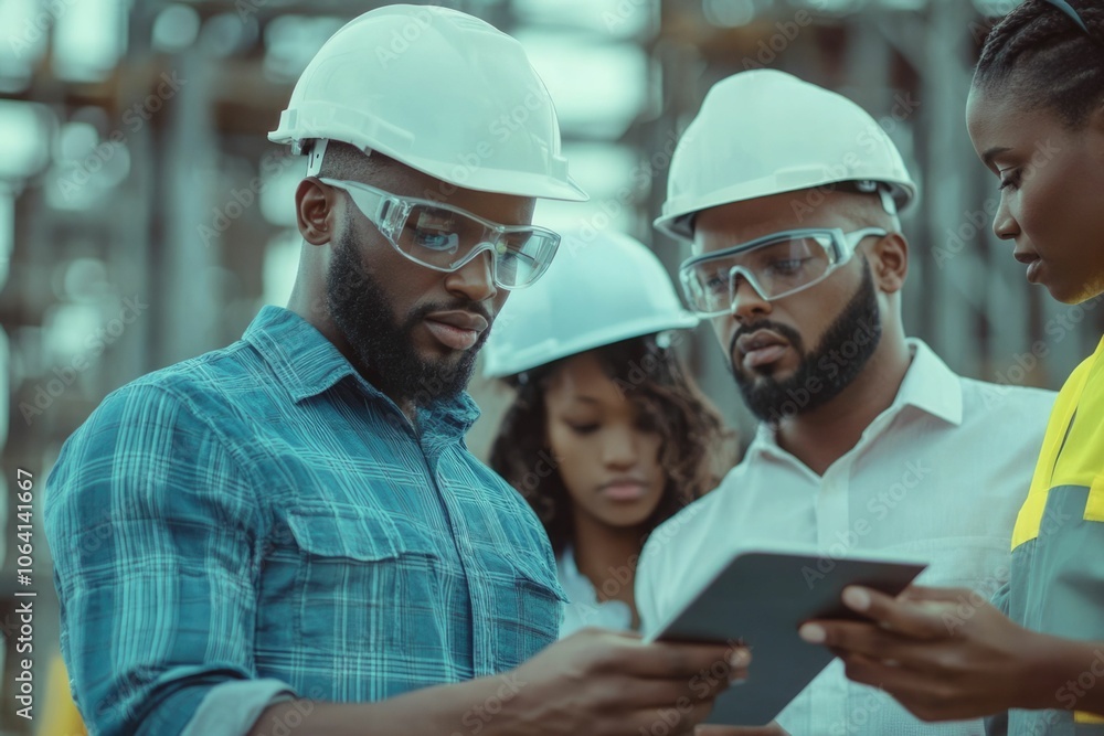 Everyone needs to be on the same page. Shot of a group of architects using a digital tablet at a building site. Everyone needs to be on the same page. Shot of a group of architects using a digital tablet at a building site.