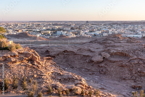 Evening aerial view of Sakaka, Saudi Arabia