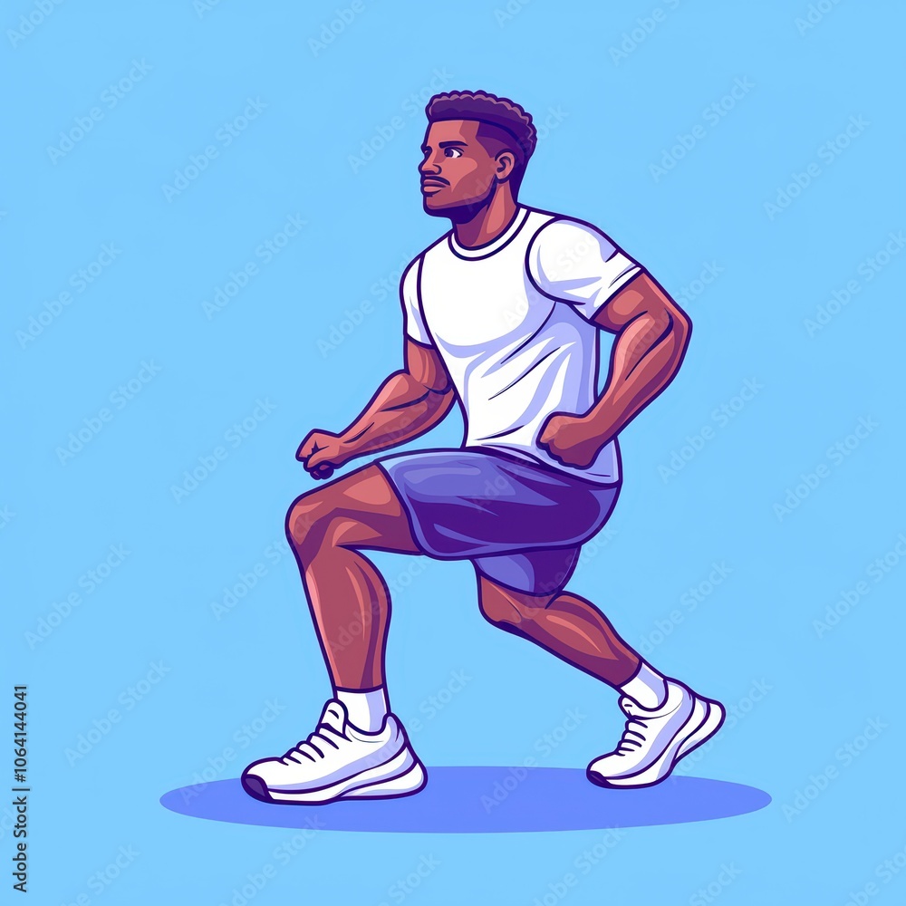 Obraz premium Dynamic illustration of a man jogging, showcasing athleticism and fitness.