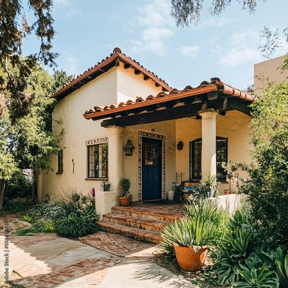 spanish style home with lush greenery and red tile roof spanish style home with lush greenery and red tile roof