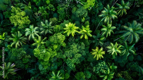 Aerial view of Amazon rainforest in Brazil, South America. Green forest. Bird's-eye view. 