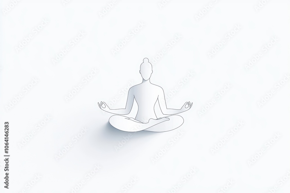Silhouette of a meditating figure, white isolated background. Silhouette of a meditating figure, white isolated background.