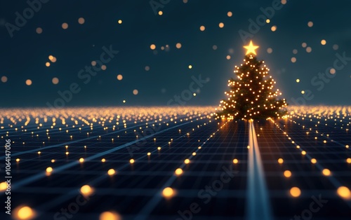 3d solar panel christmas background photo