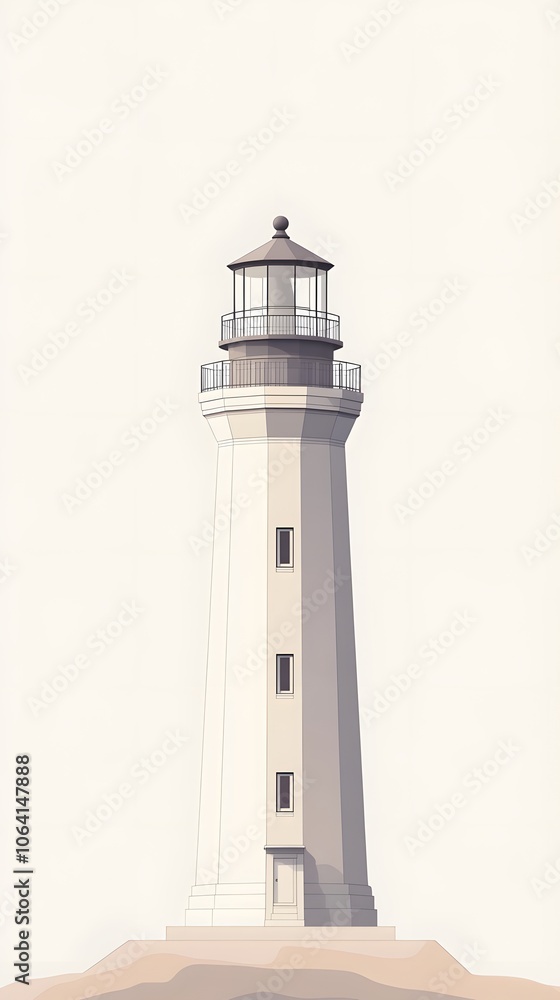 A simple, flat vector illustration of a lighthouse, with a white background A simple, flat vector illustration of a lighthouse, with a white background