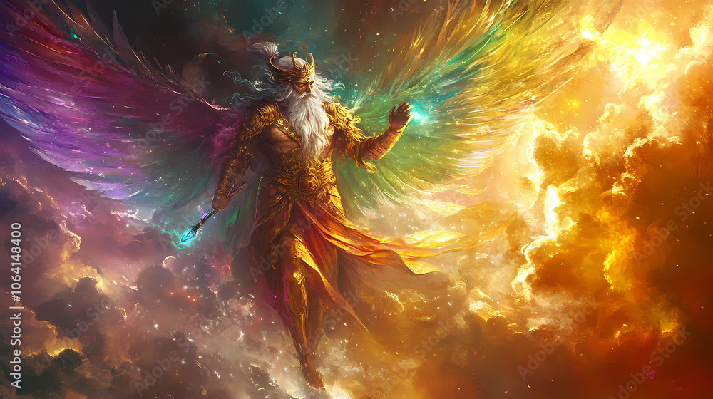 Mythical gods - extremely colorful and dynamic light, ideal for screensavers and desktop backgrounds. Mystical. Illustration Mythical gods - extremely colorful and dynamic light, ideal for screensavers and desktop backgrounds. Mystical. Illustration