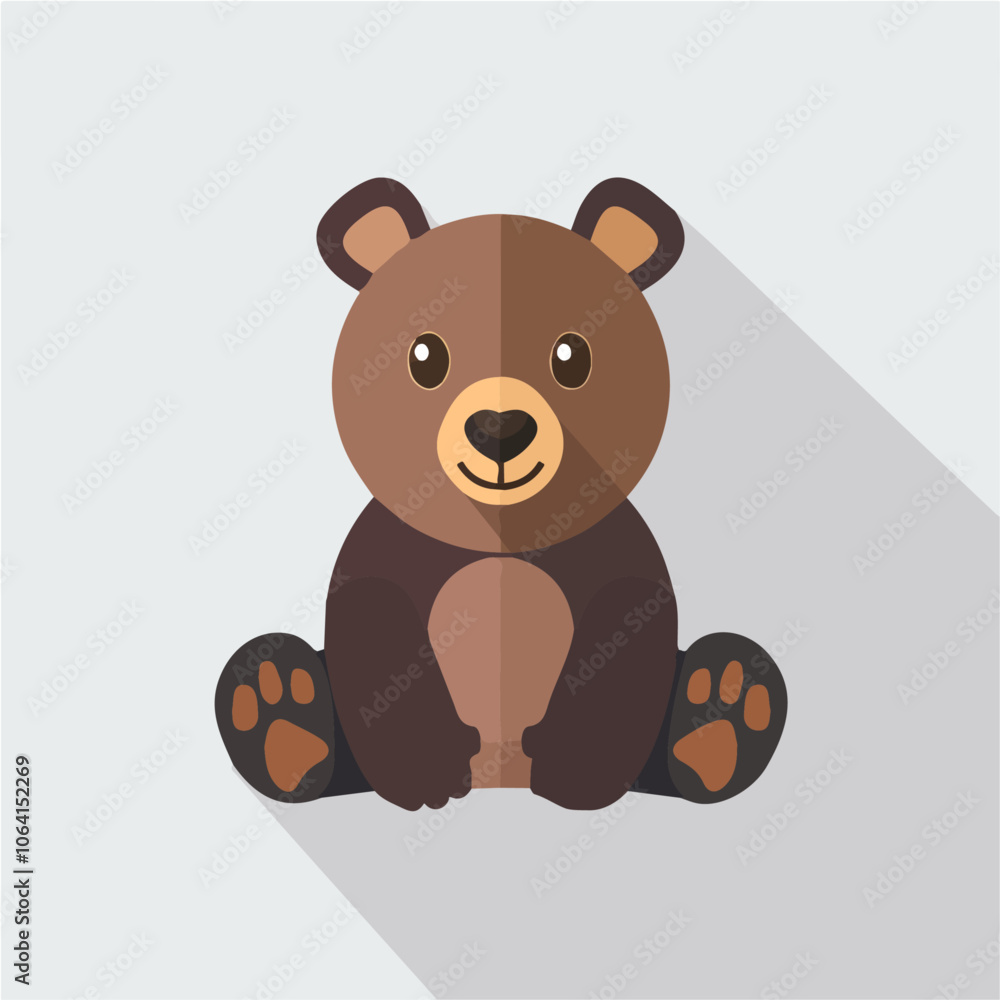 2D flat vector illustration bear icon isolated on a white background. 2D flat vector illustration bear icon isolated on a white background.
